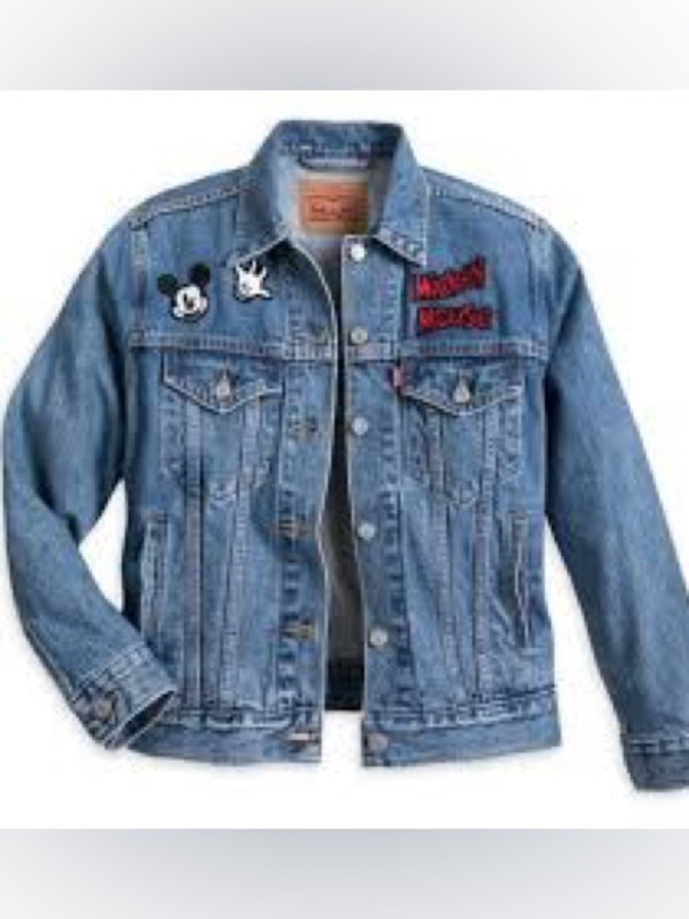 Levi’s x Disney Mickey Mouse Denim Trucker Jacket embroidered patches Youth XL